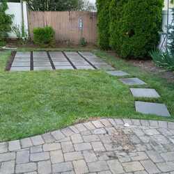 backyard bricks blocks on dirth